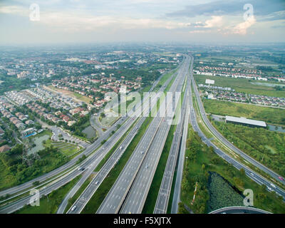 Luftaufnahme der Autobahn in Bangkok Thailand Stockfoto