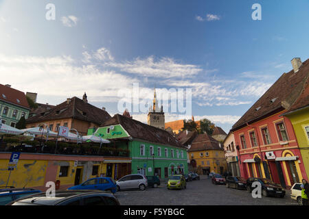 Historische Stadt Sighisoara/Schäßburg, Siebenbürgen, Rumänien - Stadt, in der wurde Vlad Tepes Dracula geboren Stockfoto