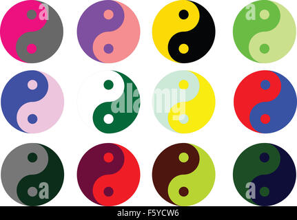 Yin-Yang-Symbol in multicolor Vektor-illustration Stockfoto