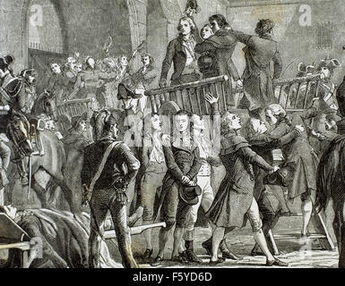 Französische Revolution. 1789 der Girondins aus dem Gefängnis, an den Galgen zu gehen. Kupferstich, 19. Jahrhundert. Stockfoto