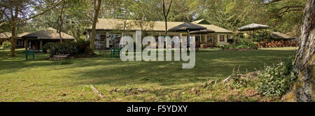 Haupt-Lodge und Rasenflächen Joy Adamsons ehemalige Heimat Elsamere Lake Naivasha Kenia Stockfoto