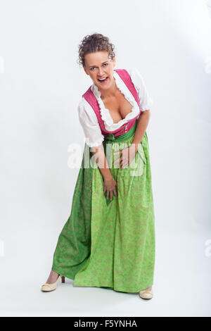 Frau mittleren Alters im Dirndl mit ein schönes Dekolleté Stockfoto