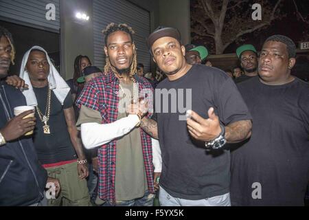 Rekord brechen Künstler Fetty Wap wird mit Rapper Curtis Young, der Sohn von Dr. Dre, backstage bei The Observatory in Santa Ana, Kalifornien Featuring gesehen: Curtis jung, Fetty Wap wo: Santa Ana, Kalifornien, USA bei: 21 Sep 2015 Stockfoto