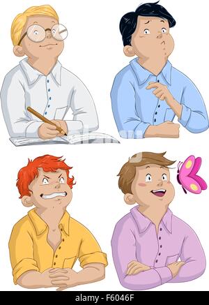 Vektor-Illustration von vier jungen Fragen für Pessach. Stock Vektor