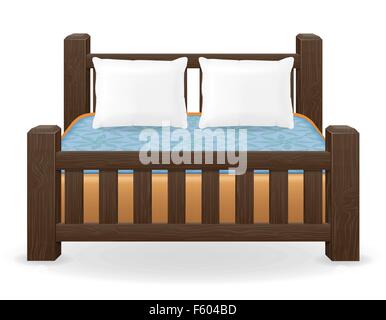 Doppelbett-Möbel-Vektor-Illustration isoliert auf weißem Hintergrund Stock Vektor