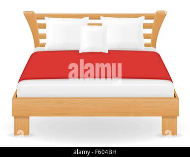 Doppelbett-Möbel-Vektor-Illustration isoliert auf weißem Hintergrund Stock Vektor
