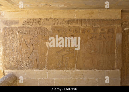 Alten Reiches Gruftkapelle in der Nähe von Unas Causeway in der Nekropole von Sakkara auch bekannt als Sakkara Ägypten rekonstruiert Stockfoto