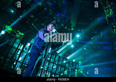 Die Weeknd, die live auf Apple Music Festival im Roundhouse-Featuring: The Weeknd, Abel Tesfaye wo: London, Vereinigtes Königreich bei: 23 Sep 2015 Stockfoto