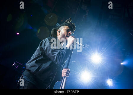 Die Weeknd, die live auf Apple Music Festival im Roundhouse-Featuring: The Weeknd, Abel Tesfaye wo: London, Vereinigtes Königreich bei: 23 Sep 2015 Stockfoto