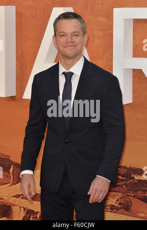 Europa-Premiere von "The Martian" im Odeon Leicester Square mit: Matt Damon wo: London, Vereinigtes Königreich bei: 24 Sep 2015 Stockfoto