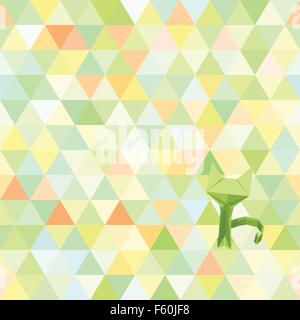 Vektor Hipster geometrische Katze auf Dreiecke nahtlose farbigen Hintergrund. Origami-Stil. Stock Vektor