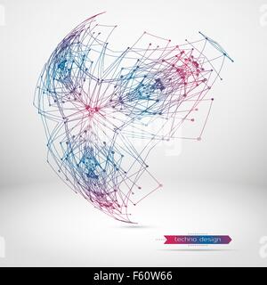 Abstrakte geometrische polygonale Form. Vektor-Wissenschaft-Hintergrund. Zukunftstechnologie Hintergrund. Punkte und Linien verbinden Stock Vektor