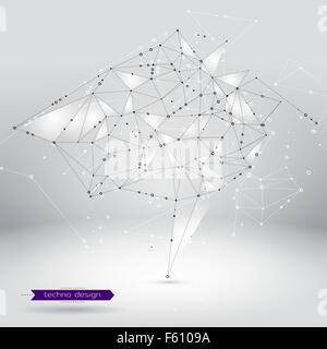 Abstrakte geometrische polygonale Form. Vektor-Wissenschaft-Hintergrund. Zukunftstechnologie Hintergrund. Punkte und Linien verbinden Stock Vektor