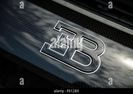 Bugatti Veyron Abzeichen Logo hautnah Stockfoto