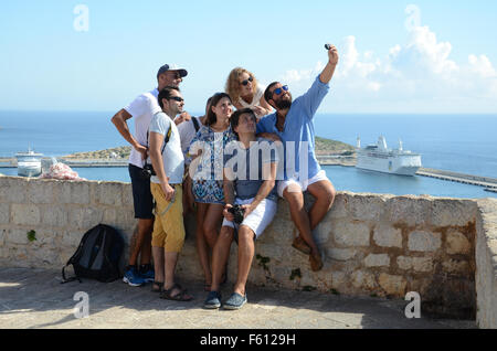 die Selfies in Dalt Vila, Ibiza Spanien Stockfoto