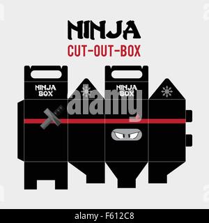 Ninja-Cut-Out-Box Vektor-Vorlage. Stock Vektor