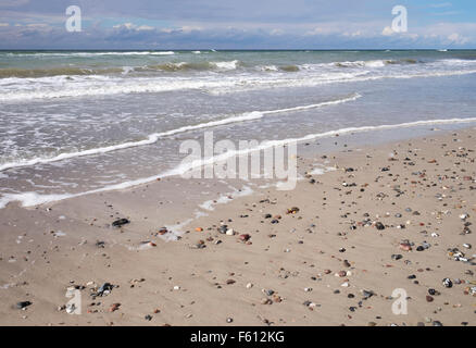 Kieselsteine am Sandstrand, Ostsee, Ahrenshoop, Fischland, Fischland Zingst, Mecklenburg-Western Pomerania, Deutschland Stockfoto