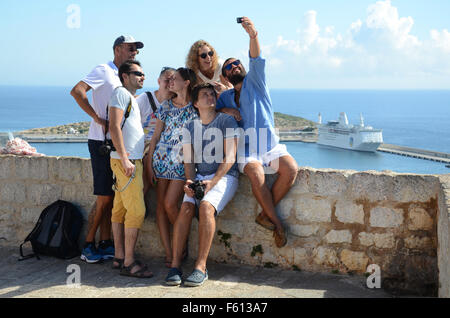 die Selfies in Dalt Vila, Ibiza Spanien Stockfoto