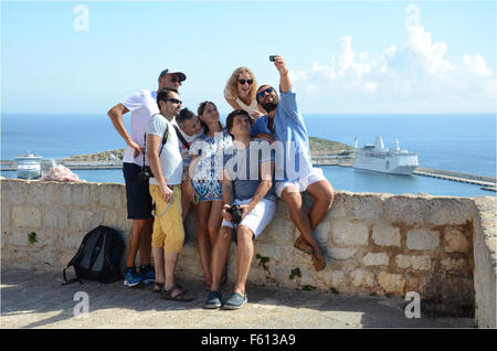 die Selfies in Dalt Vila, Ibiza Spanien Stockfoto