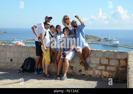 die Selfies in Dalt Vila, Ibiza Spanien Stockfoto