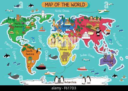 Eine Vektor-Illustration der Weltkarte Stock Vektor