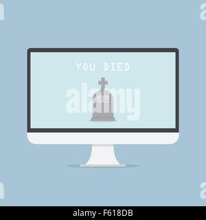 Computer-Monitor mit Grab und Text SIE starb, Vektor, EPS10 Stock Vektor