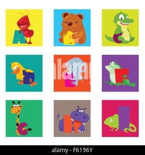 Eine Vektor-Illustration von Alphabet Tiere von A bis I Stock Vektor