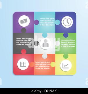 Jigsaw Puzzle Infografik Vorlage, Vektor, EPS10 Stock Vektor