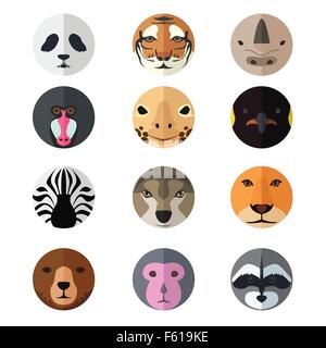 Eine Vektor-Illustration von tierischen Kopf Icon-sets Stock Vektor