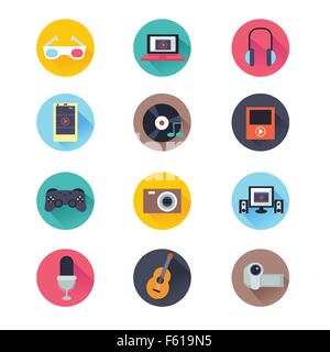 Eine Vektor-Illustration Symbol multimedia setzt im flat design Stock Vektor