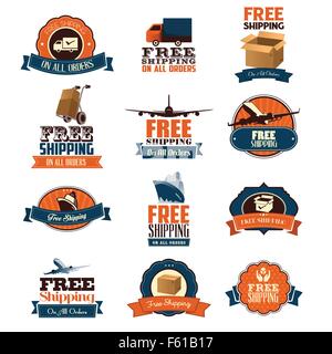Eine Vektor-Illustration von kostenlosen Versand Retro-Icon sets Stock Vektor