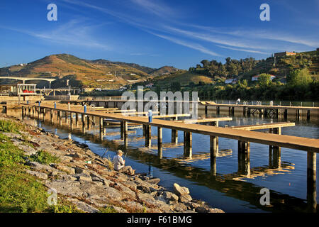 Der kleine Hafen am Fluss Douro in Peso da Regua Stadt Porto e Norte Portugal. Alto Douro Weinregion (UNESCO-Weltkulturerbe) Stockfoto
