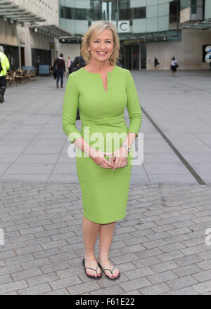 Carol Kirkwood spotted bei den BBC-Studios-Featuring: Carol Kirkwood wo: London, Vereinigtes Königreich bei: 29. Sep 2015 Stockfoto