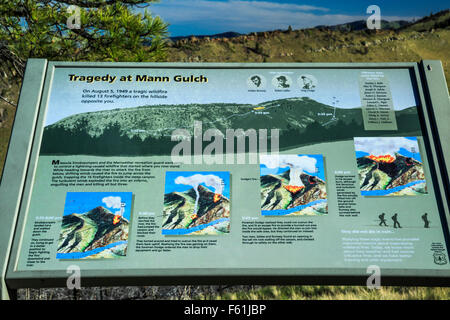 Mann Gulch Feuer Kiosk über Tore der Berge in der Nähe von Helena, montana Stockfoto