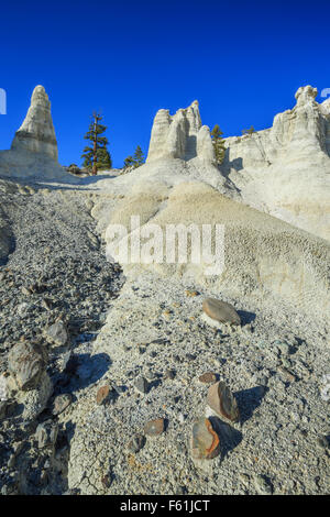 erodierte Zinnen der Vulkanasche und tertiären Sedimenten im Bereich "weiße Erde" in der Nähe von Winston, montana Stockfoto