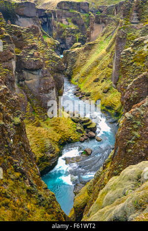 Die Fjadrargljufur-Schlucht im Süden von Island Stockfoto