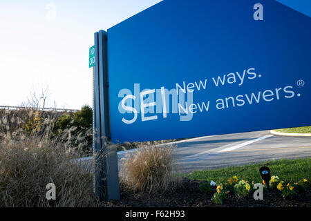 Ein Logo Zeichen außerhalb der Hauptsitz der SEI Investitionen Unternehmen in Eichen, Pennsylvania am 8. November 2015. Stockfoto