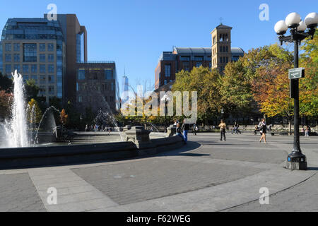 Herbsttag im Washington Square Park, New York Stockfoto