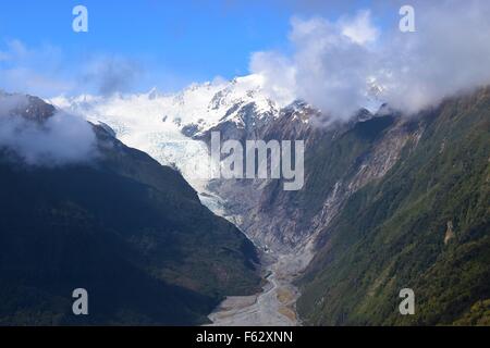 Luftbild von der Fox-Gletscher in Neuseeland Stockfoto