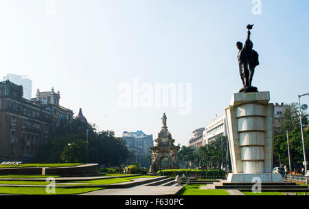 Hutatma Chowk Martyrs Memorial und Flora Fountain in Mumbai. Stockfoto