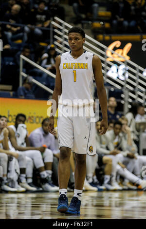 Berkeley USA ca. 9. November 2015. California F # 1 Ivan Rabb hatte ein Double-Double, während der NCAA Männer Basketball-Spiel zwischen Carroll College Heiligen und die California Golden Bears 93-58-Sieg bei Hass Pavillon Berkeley Kalifornien © Csm/Alamy Live-Nachrichten Stockfoto