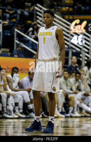 Berkeley USA ca. 9. November 2015. California F # 1 Ivan Rabb hatte ein Double-Double, während der NCAA Männer Basketball-Spiel zwischen Carroll College Heiligen und die California Golden Bears 93-58-Sieg bei Hass Pavillon Berkeley Kalifornien © Csm/Alamy Live-Nachrichten Stockfoto