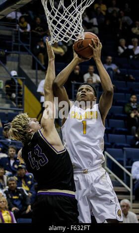 Berkeley USA ca. 9. November 2015. California F # 1 Ivan Rabb hatte ein Double-Double, während der NCAA Männer Basketball-Spiel zwischen Carroll College Heiligen und die California Golden Bears 93-58-Sieg bei Hass Pavillon Berkeley Kalifornien © Csm/Alamy Live-Nachrichten Stockfoto