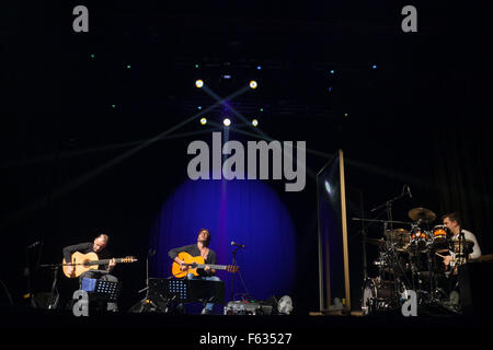 Al Di Meola einer renommierten amerikanischen jazz-Fusion-Gitarrist mit seinem Trio auf der Bühne der 19. Jazz Fest Sarajevo Stockfoto