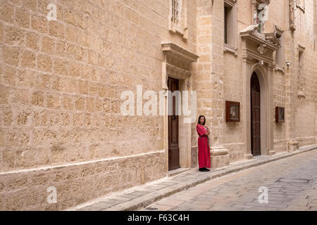 Straßenszenen in Mdina, Malta, Drehort für eine Saison von Game Of Thrones. Stockfoto