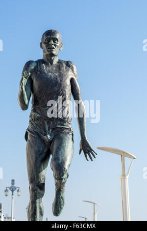 Die Statue des olympischen Gold Medallist Steve Ovett in Brighton Stockfoto