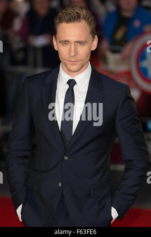 BFI London Film Festival, Festival-Gala "Hochhaus" statt im Odeon Leicester Square - Ankünfte mit: Tom Hiddleston Where: London, Vereinigtes Königreich bei: 9. Oktober 2015 Stockfoto