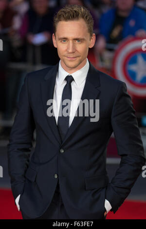 BFI London Film Festival, Festival-Gala "Hochhaus" statt im Odeon Leicester Square - Ankünfte mit: Tom Hiddleston Where: London, Vereinigtes Königreich bei: 9. Oktober 2015 Stockfoto