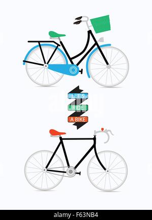 Abbildung mit grafischen Nachricht und Fahrräder. Stock Vektor