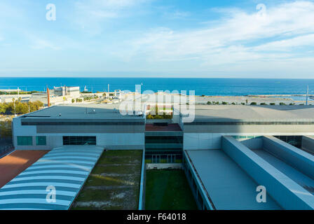 Barcelona, Spanien, Mittelmeer Meer Szene, Port Forum Nachbarschaft CCIB, Gebäude "Barcelona International Convention Centre" Stockfoto